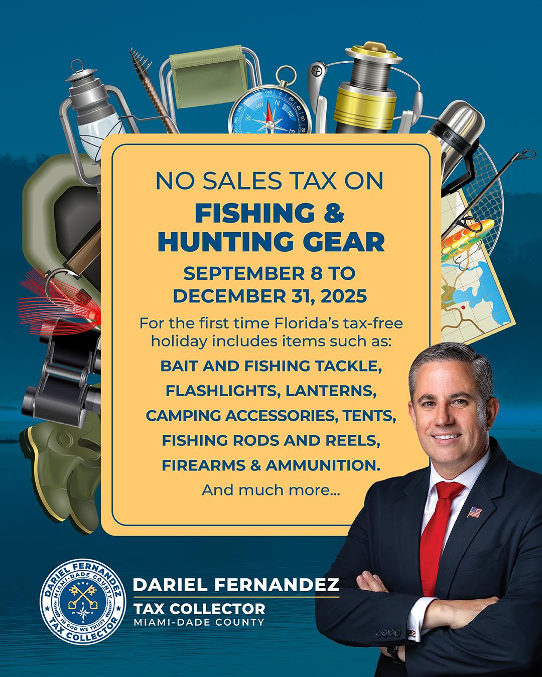 Compre Libre de Impuestos en Florida Artículos de Pesca y Caza hasta el 31 de Diciembre