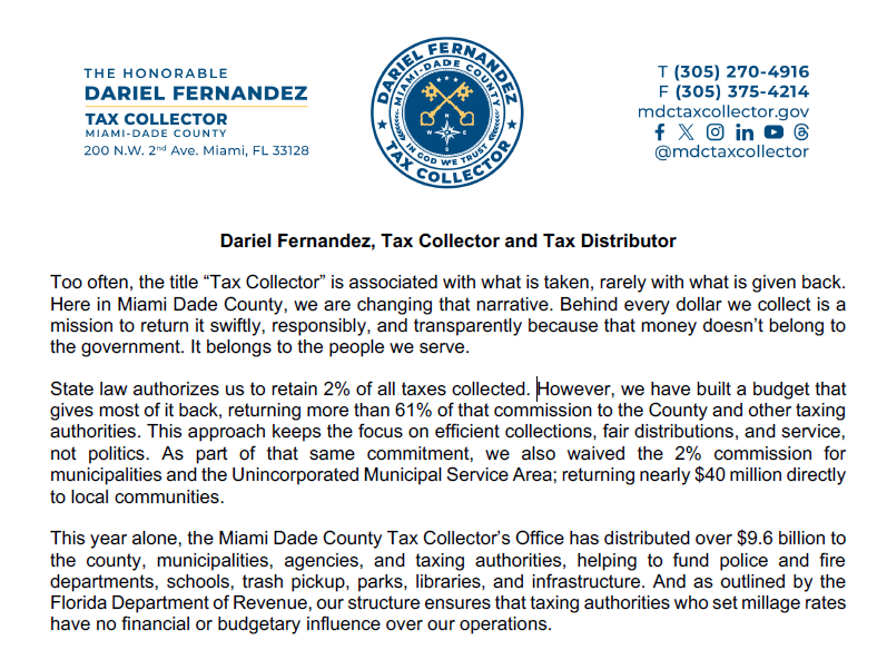 Opinion/Editorial: Dariel Fernandez, Tax Collector and Tax Distributor